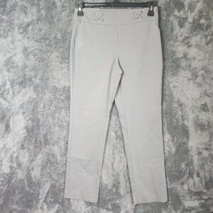 JM Collection Pants Women Medium Gray Tummy Control NEW Criss Cross Strap Office
